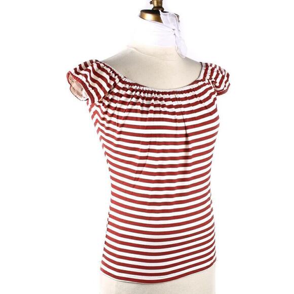 Off the Shoulder Top Blouse Red & White Stripe Heart of Haute Size XS - Hey Viv - Picture 2 of 5